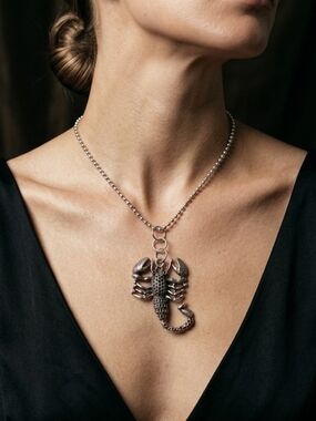 Stainless Steel Scorpion Pendant Ball Chain Necklace Punk Rocker Victorian Goth